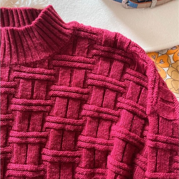 VINTAGE OVERSIZED PINK 1980S KNIT SWEATER XL - Picture 2 of 11